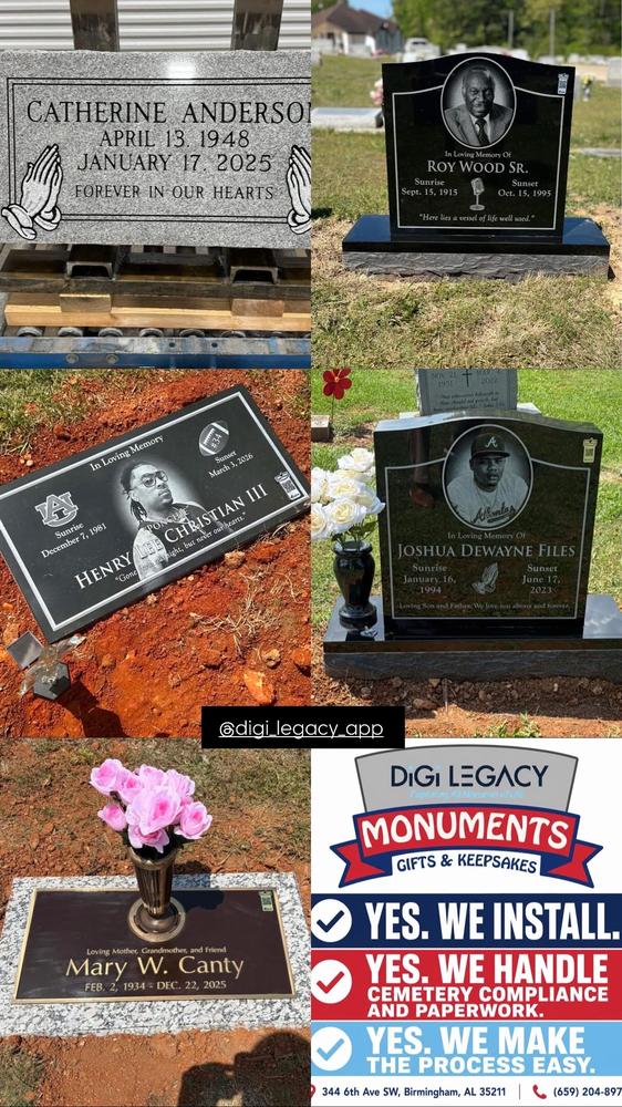 Digi Legacy Monuments - custom granite and bronze memorial markers